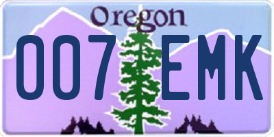 OR license plate 007EMK