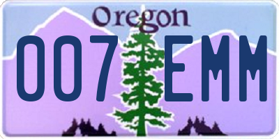 OR license plate 007EMM