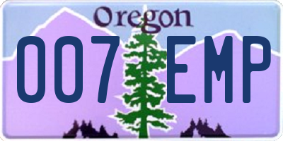 OR license plate 007EMP
