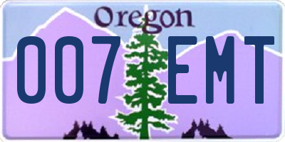 OR license plate 007EMT