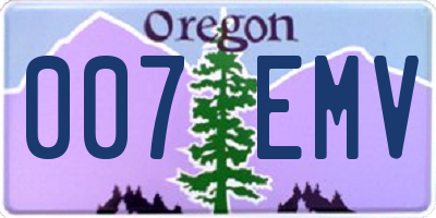 OR license plate 007EMV