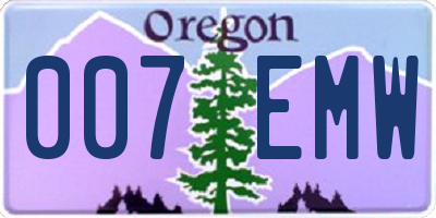 OR license plate 007EMW