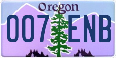 OR license plate 007ENB