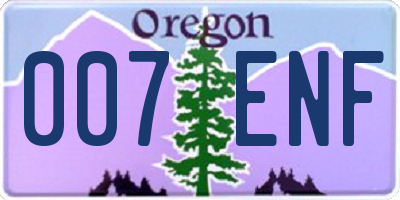 OR license plate 007ENF