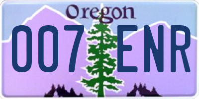 OR license plate 007ENR