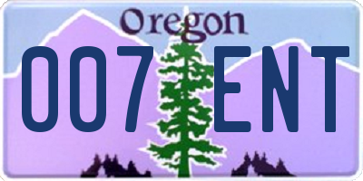 OR license plate 007ENT