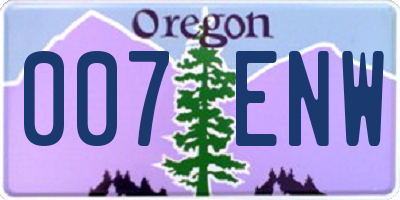 OR license plate 007ENW