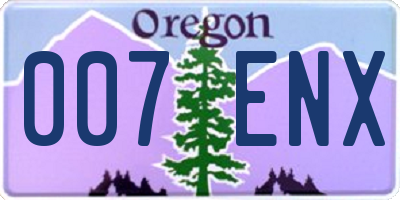 OR license plate 007ENX