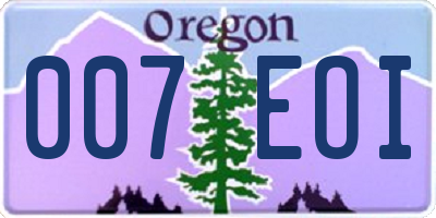 OR license plate 007EOI