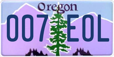 OR license plate 007EOL