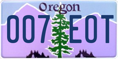 OR license plate 007EOT