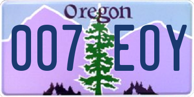 OR license plate 007EOY