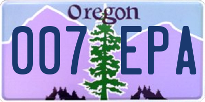 OR license plate 007EPA