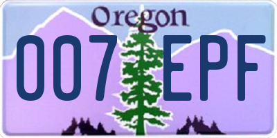 OR license plate 007EPF