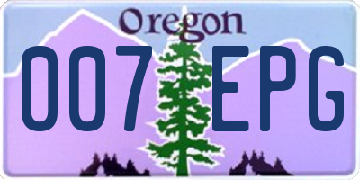 OR license plate 007EPG