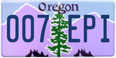 OR license plate 007EPI