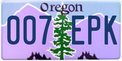 OR license plate 007EPK