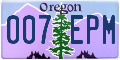 OR license plate 007EPM