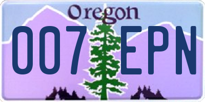 OR license plate 007EPN