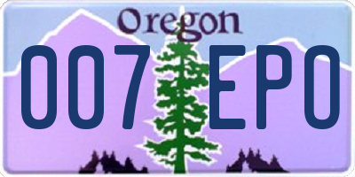 OR license plate 007EPO