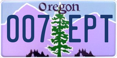 OR license plate 007EPT