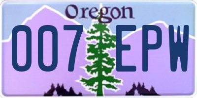 OR license plate 007EPW