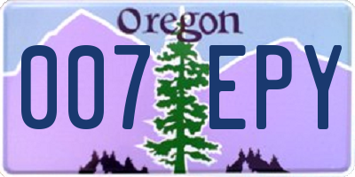 OR license plate 007EPY