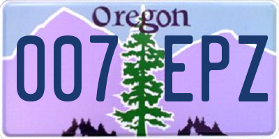OR license plate 007EPZ