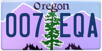 OR license plate 007EQA