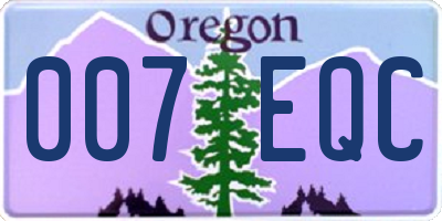 OR license plate 007EQC