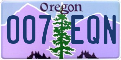 OR license plate 007EQN