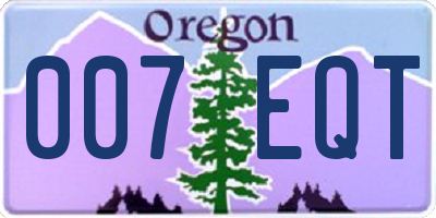 OR license plate 007EQT