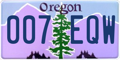 OR license plate 007EQW