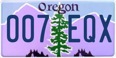 OR license plate 007EQX