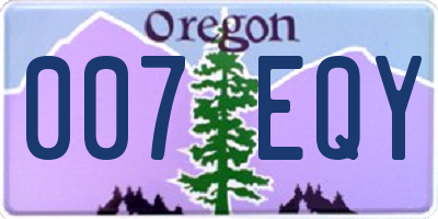 OR license plate 007EQY