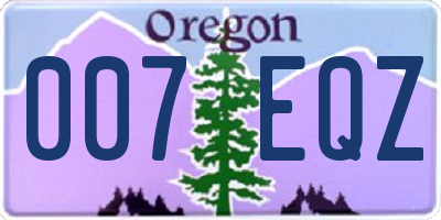 OR license plate 007EQZ