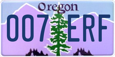 OR license plate 007ERF