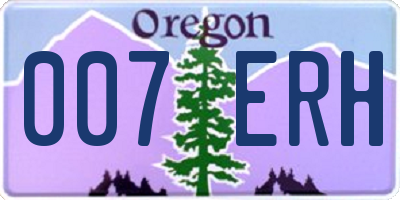OR license plate 007ERH