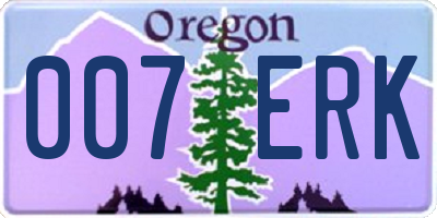 OR license plate 007ERK