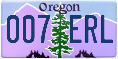 OR license plate 007ERL