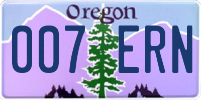 OR license plate 007ERN