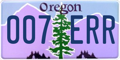 OR license plate 007ERR