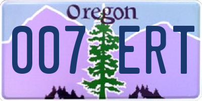 OR license plate 007ERT