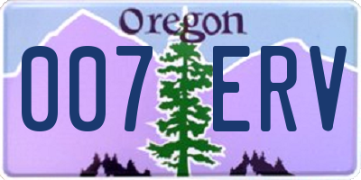 OR license plate 007ERV