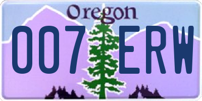 OR license plate 007ERW