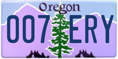 OR license plate 007ERY
