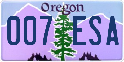 OR license plate 007ESA