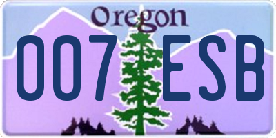OR license plate 007ESB