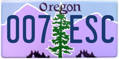OR license plate 007ESC