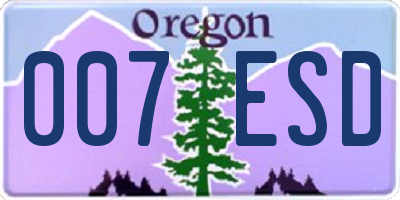 OR license plate 007ESD